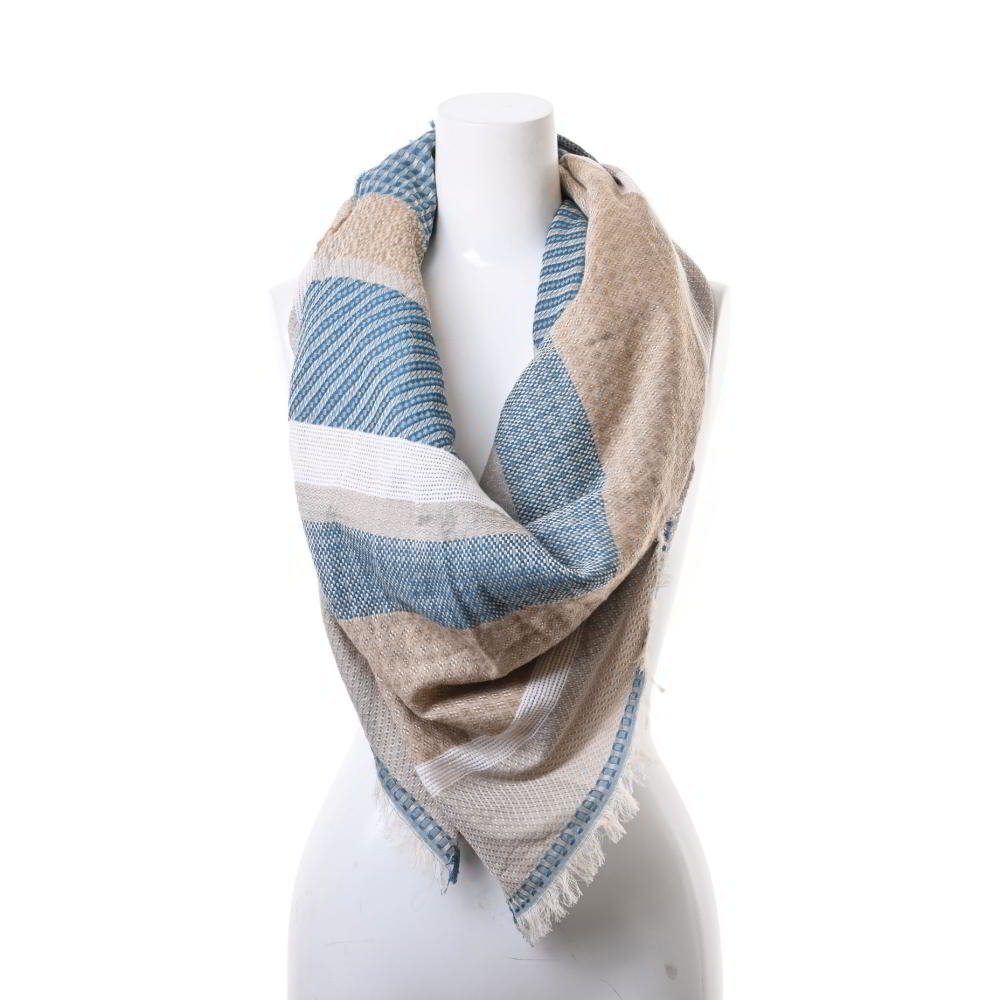 美品 BALMAIN 柄切替 コットンリネン ストール ONE SIZE ベージュ バルマン KL4BPKQK31拍卖