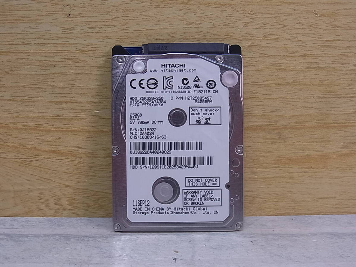 △G/013●日立 HITACHI☆2.5インチHDD(ハードディスク)☆250GB SATA300 5400rpm☆HTS543225A7A384☆中古品拍卖