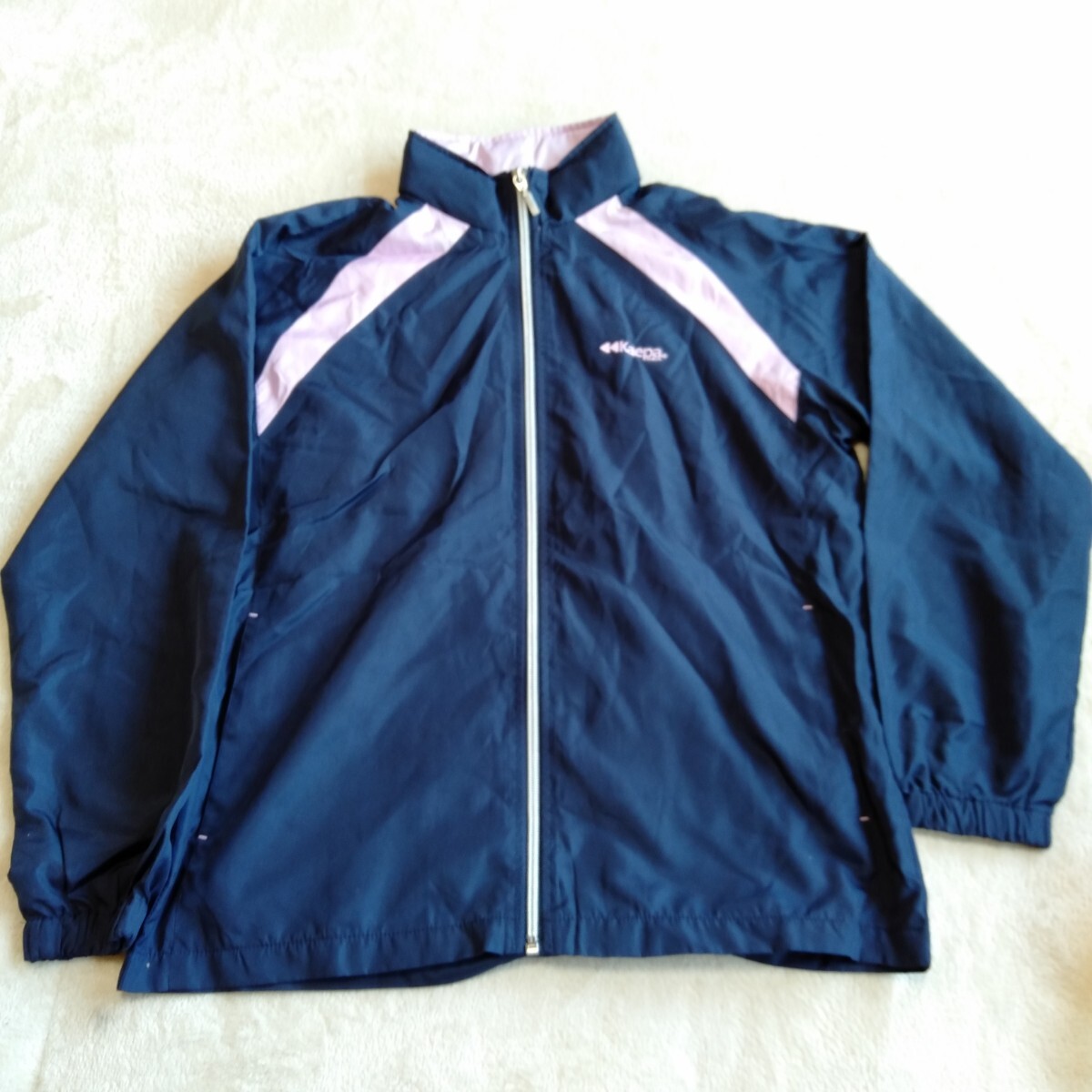 か100 Kaepa カッパ Mサイズ ポリエステル ウインドブレーカー ジャージ上 上着 ネイビー ピンクライン 洋服 トレーニング用拍卖