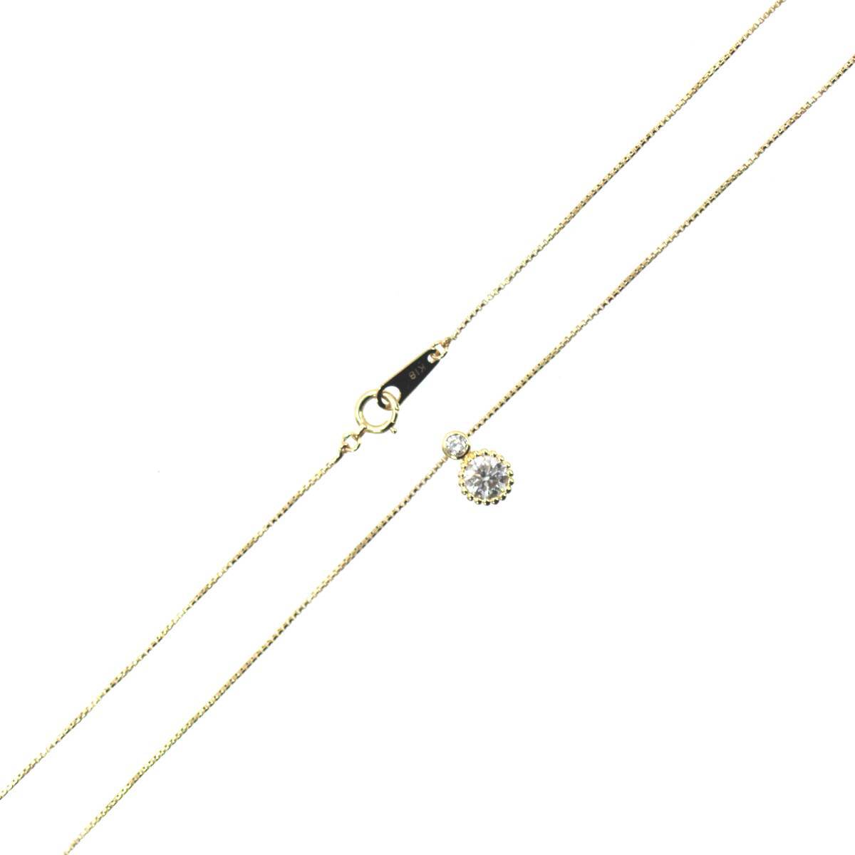 K18 ダイヤペンダントネックレス 0.455ct 0.05ct 40cm 2.7g HO 磨き仕上げ品 Aランク拍卖