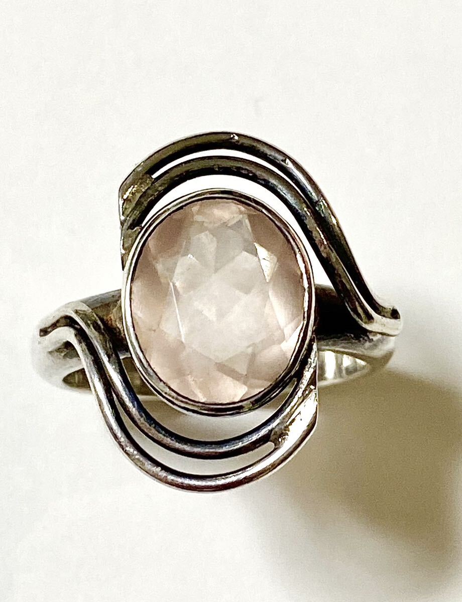 ローズクォーツリング シルバー925 指輪 リング カラーストーン ピンク 天然石拍卖