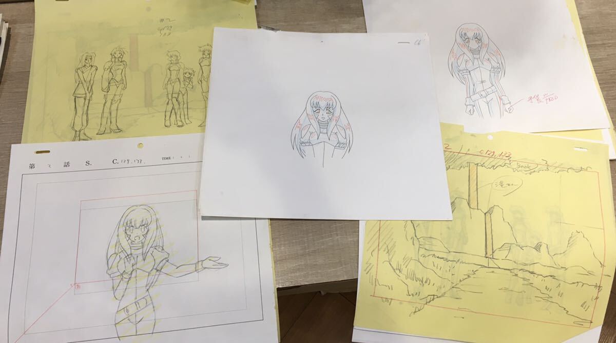 ガルフォース 原画ラフカット まとめ売り♪♪ 枚数多いです、多めで厚みあります。横から見ると。 Aー30拍卖