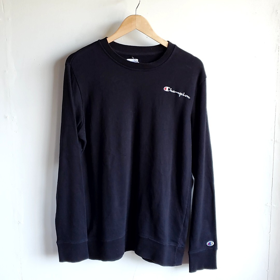 B91◆チャンピオン CHAMPION プルオーバー 薄手スウェット sizeM 黒 ブラック 中古 USED 古着拍卖
