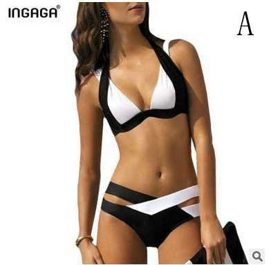 女性ファッションビーチウェアカラーブロックデザインビキニセットカジュアル水着 ZCL919拍卖