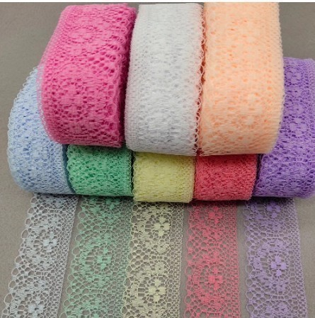 LDL775#綿刺繍レースリボンテープ★幅40mm 長さ9.14m★カラーは6色からお選び下さい♪拍卖