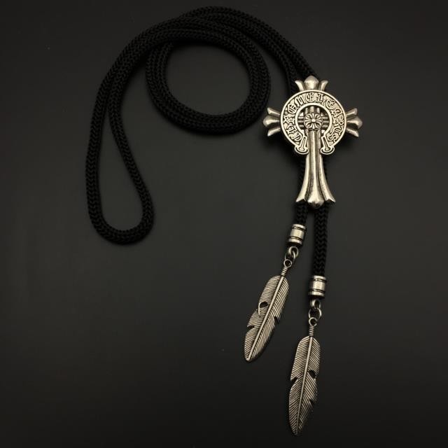 LDL502# ループ・タイ ネクタイ 紐 モノトーン 十字架 (はね)拍卖