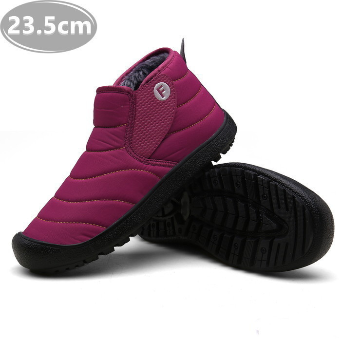 ユニセックス スノーシューズ 【869】 23.5cm ローズ ムートンブーツ スニーカー ウィンターブーツ 裏起毛 防水 防寒 防滑 冬用靴ZCL176拍卖