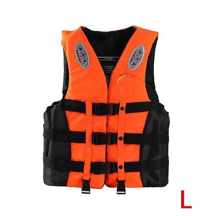 ライフジャケット 救命胴衣 フローティングベスト 船釣りフローティングベスト笛付き光反射 男女兼用 子供から オレンジ L HE948拍卖