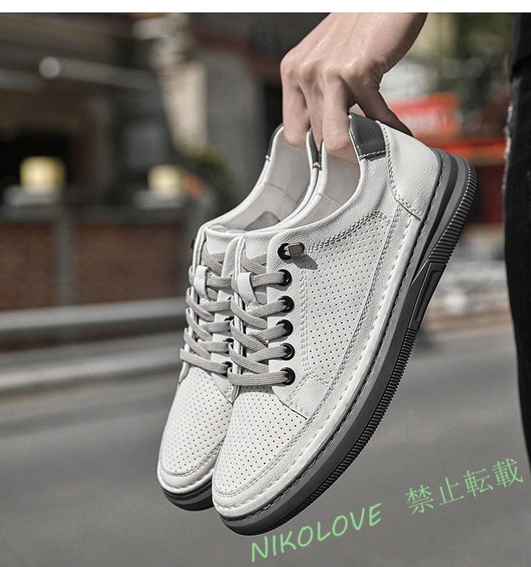 初売り メンズ スニーカー 本革 ローファー スリッポン 通気性 メッシュ ドライビングシューズ レザーシューズ24.5cm~27cmAB191拍卖