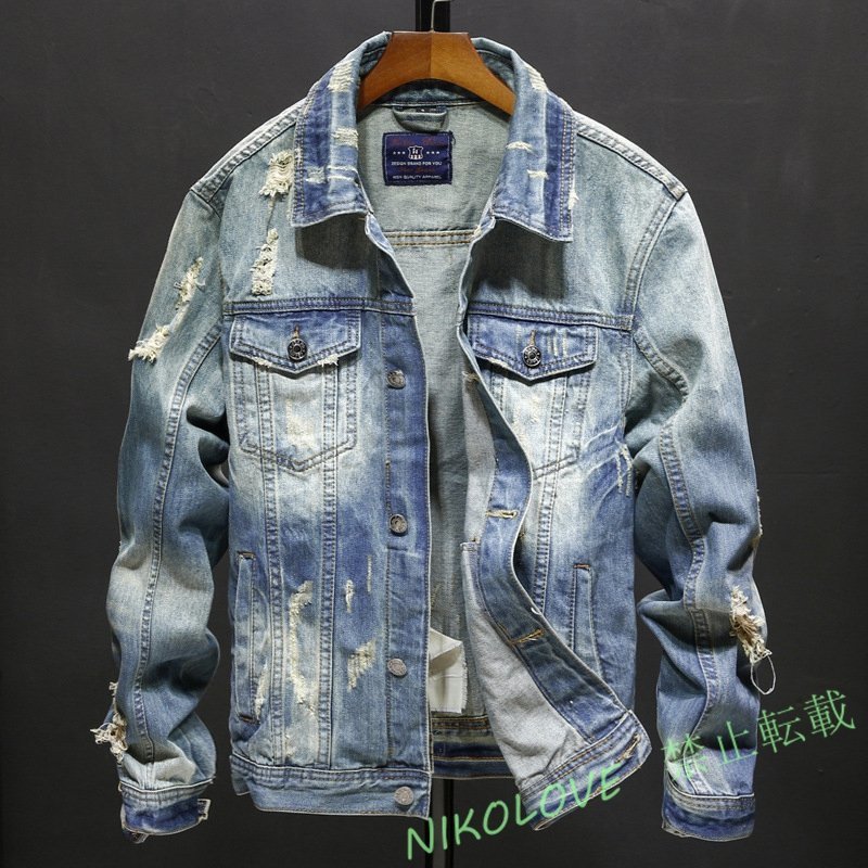 新品デニムジャケット メンズ ジージャン Gジャン デニムジャンパー ブルゾン アメカジ 大きいサイズ オールシーズン~5XL/ZT3AA062拍卖