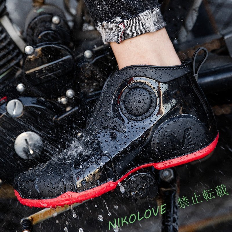 レインシューズ ショット丈 メンズ バイクシューズ レインブーツ 完全防水 滑りにくい アウトドア サイズ 24.5cm~27cm AA966拍卖