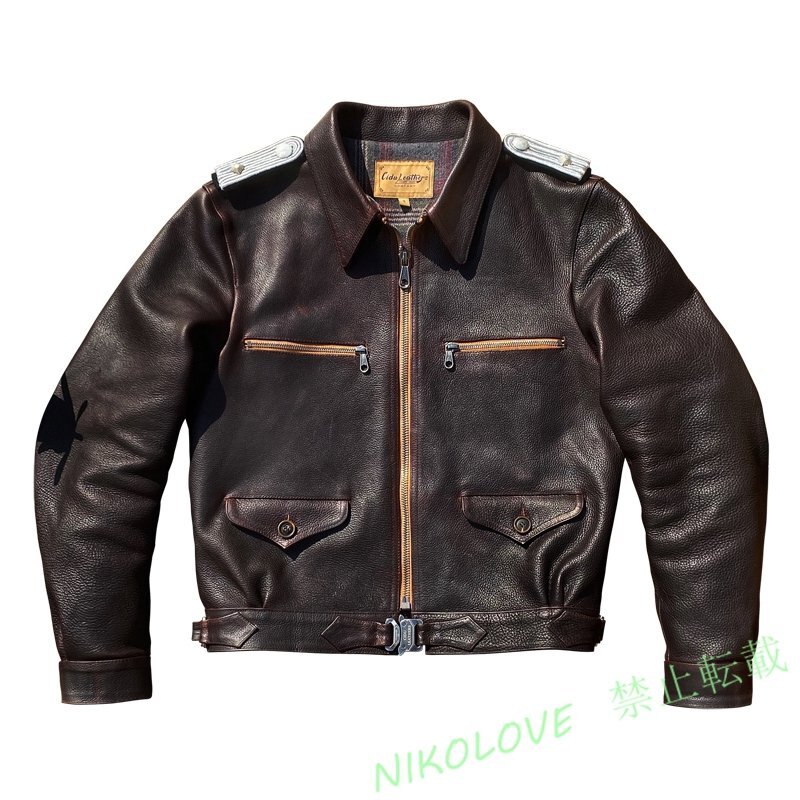 ドイツ空軍復刻 最上質カウレザー使用 シングルレザージャケット ライダース フライトジャケット L~3XL AA968拍卖