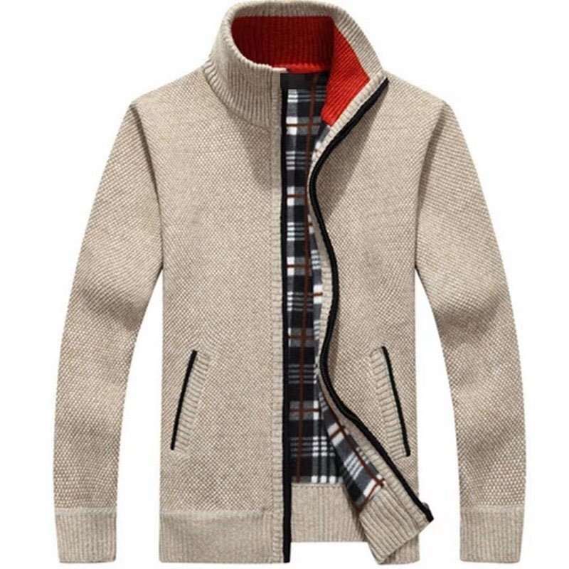 メンズジップアップフリースニットジャケットnakニットブルゾンゴルフウェアゴルフ 裏起毛裏 米色 【6サイズが利用可能です】 HE382拍卖
