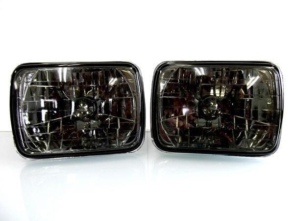 汎用 角型 角灯 スモーク クリスタル ヘッドライト ガラスレンズ 左右 ランプ H4流用 ランクル BJ70 BJ70V BJ71V 台湾製 送料無料拍卖