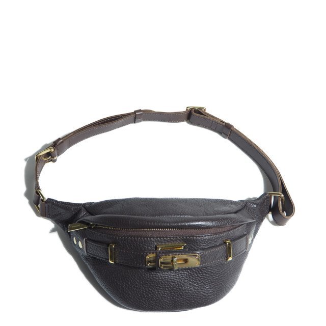 M6171R4 ▼SITA PARANTICA シータパランティカ ドゥーズィエムクラス 購入▼ シボカワウエストポーチ ブラウン / 茶 金 ウエストバッグ拍卖