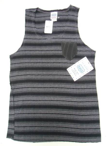 新品 US RAGS USラグス ボーダータンクトップ made in USA S ブラック S拍卖