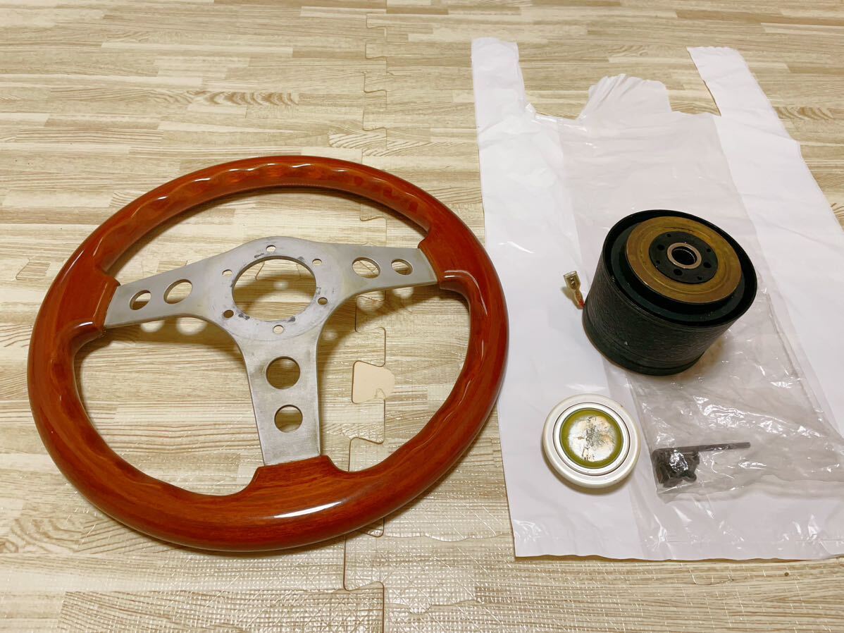 *O.B.R. ウッドステアリング ウッドハンドル ITALIAN MADE 外径約35cm拍卖