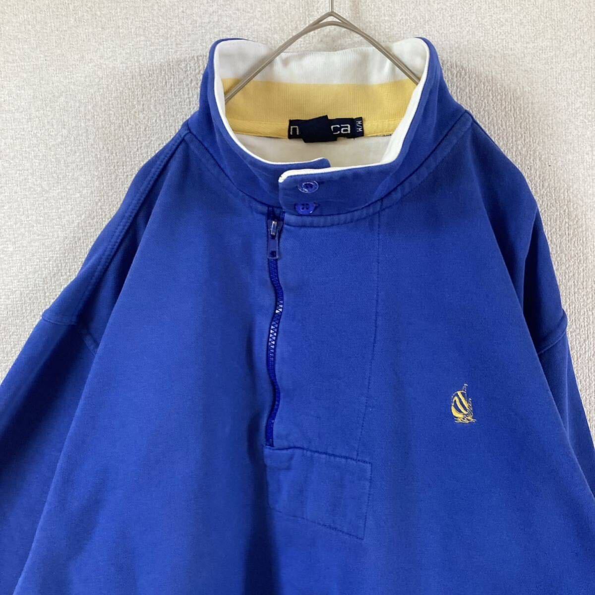M3 ノーティカ ハーフジップスウェット ゆったり Mメンズ 青系拍卖