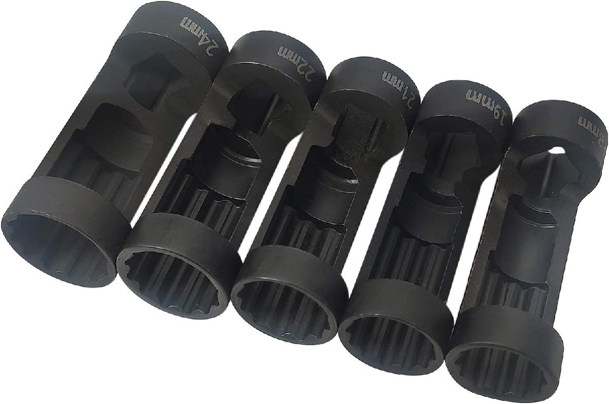 サスペンションストラットナットソケットセット 18mm 19mm 21mm 22mm 24mm 12ポイントソケット 差込角 1/2インチドライブインパクトソケッ拍卖