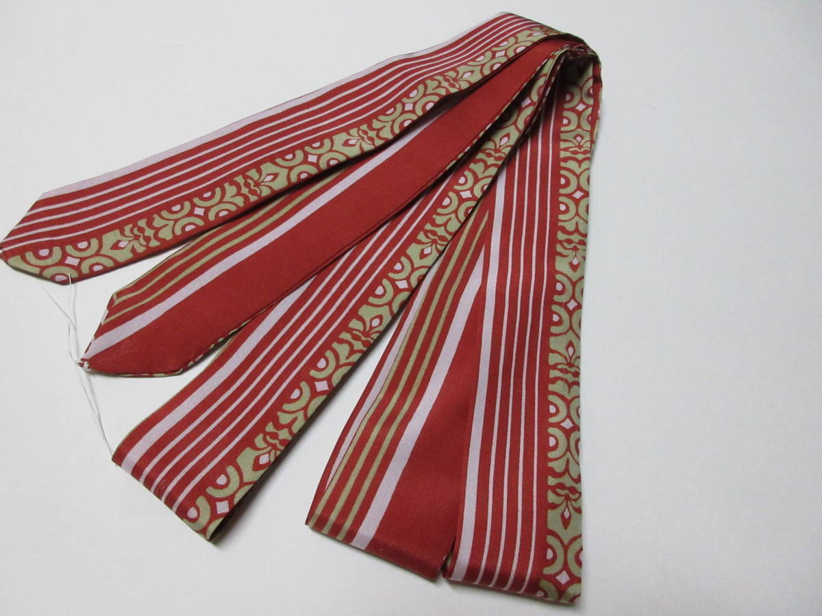 ☆ 正絹 手作り 羽二重 正絹腰紐 襷(たすき) 赤地 巾 4.0㎝ 長さ 2.0m 99901拍卖