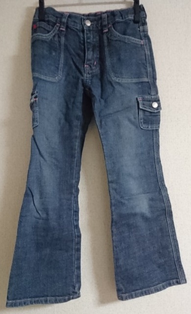 120㎝ UNIQLO ユニクロ 長ズボン ジーンズ デニム ピンクステッチ拍卖