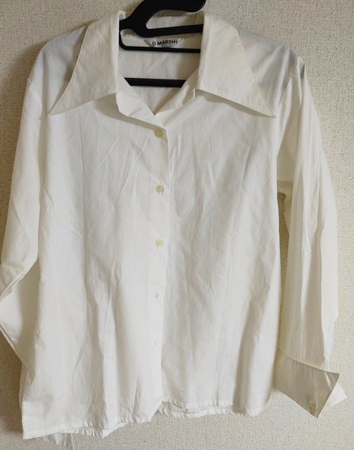 Mサイズ D.MARSHI 長袖 ブラウス ダブルカフス フレンチカフス 白拍卖