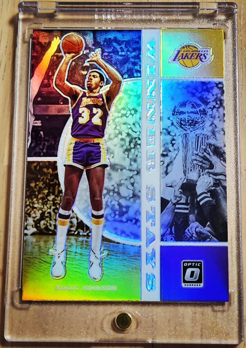 レア 2019 -20 Panini Donruss Optic Prizm Silver MAGIC JOHNSON / マジック ジョンソン Winner Stays Refractor Holo NBA拍卖