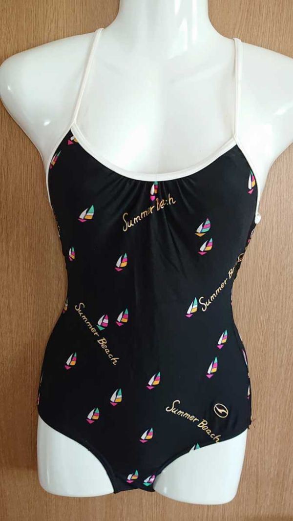 ☆Summer Beach☆fair nikki☆黒×ヨット柄のワンピース水着☆9M☆日本製☆拍卖