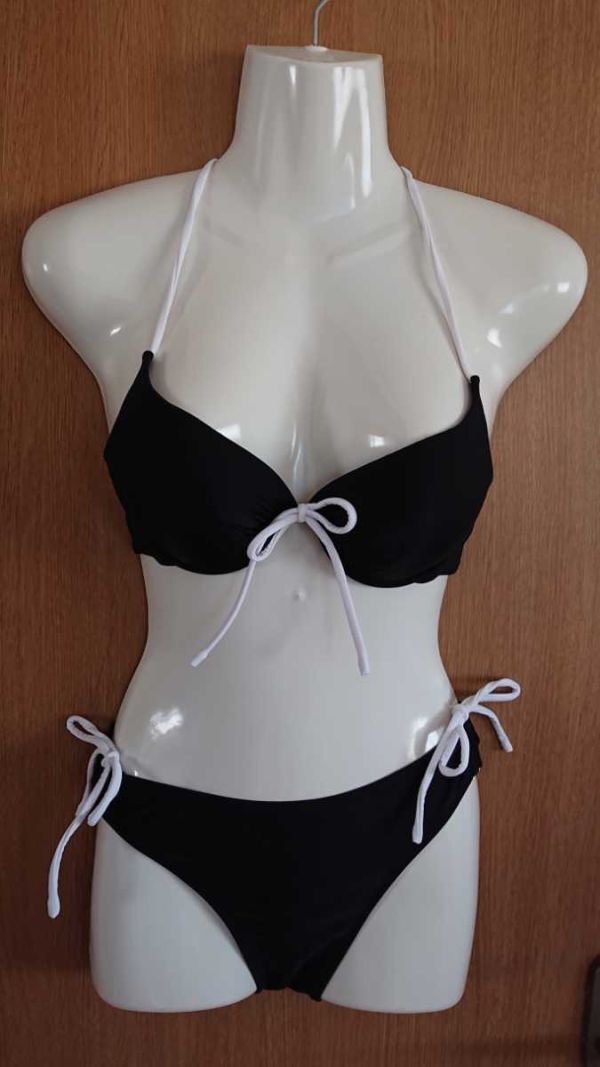 ☆黒×白☆バイカラ―のビキニ2点セット☆ワイヤー入り☆9M☆拍卖