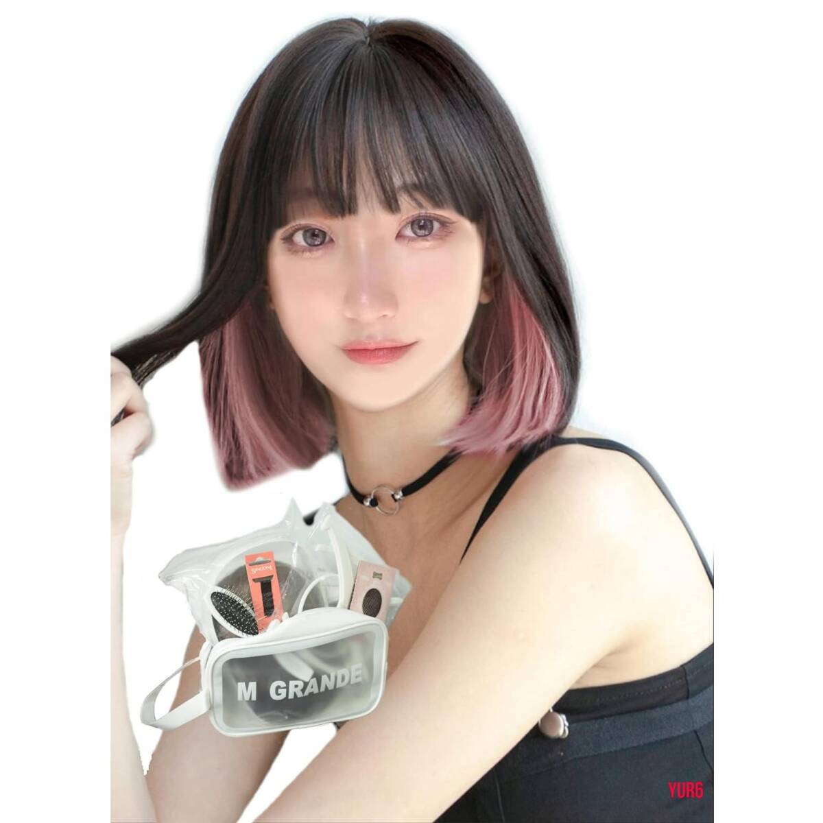 インナーピンク * ショートボブ ウィッグ フルウィッグ レディース 耐熱ファイバー 人工頭皮 かつら ナチュラル 普段使い イベント拍卖