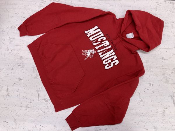 ジャージーズ JERZEES製 オールド カレッジ SWEETWATER MUSTANGS アメカジ アメフト プルオーバー スウェット パーカー メンズ M 赤拍卖