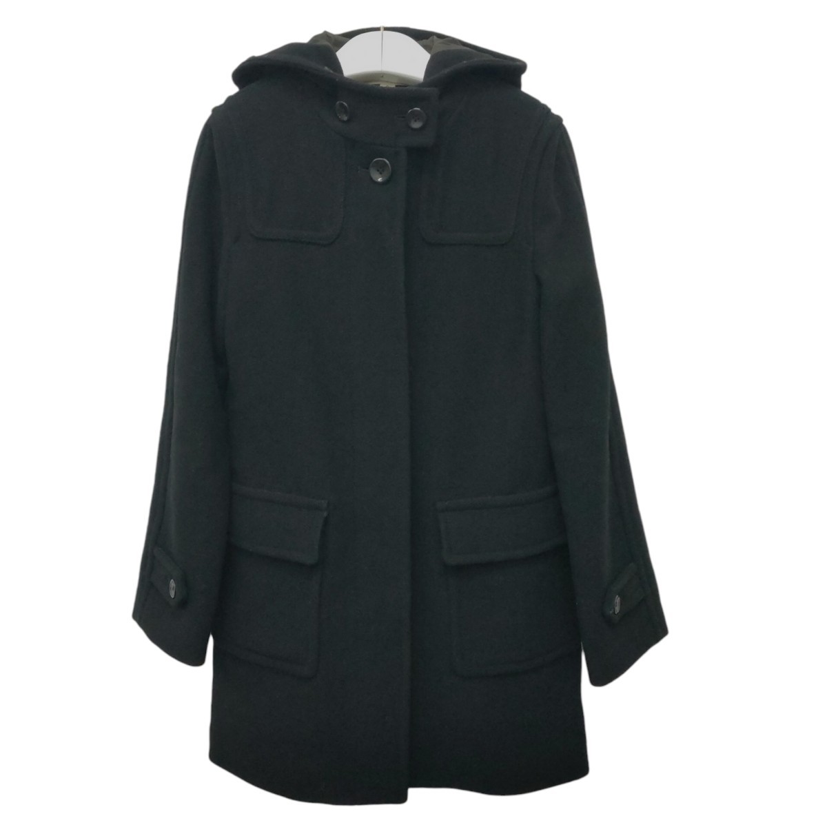 TOMMY HILFIGER /トミーヒルフィガー レディース ウール混 フード付き チェスターコート ブラック 0サイズ 日本製 a-1240拍卖