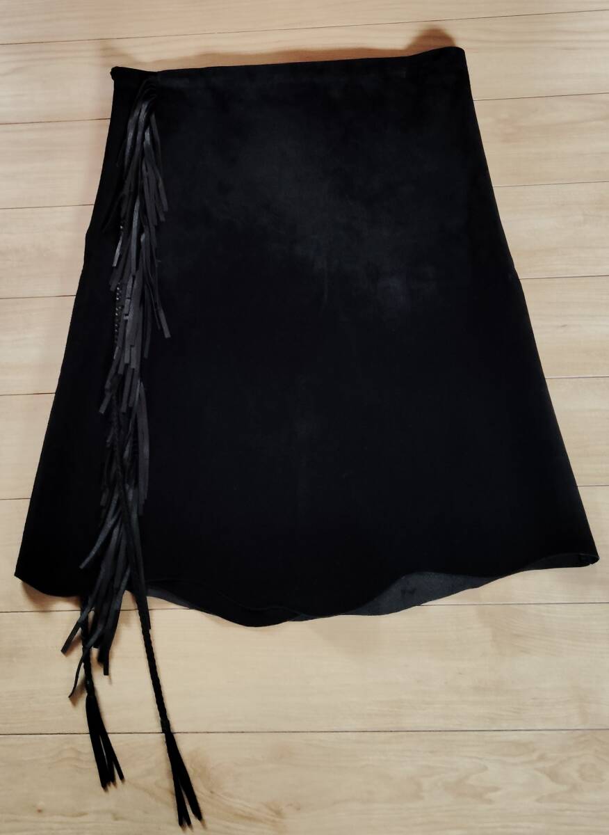 ラップスカート 本当の豚革 日本製 豚革 スカート 黒色 スエードレザー 拍卖