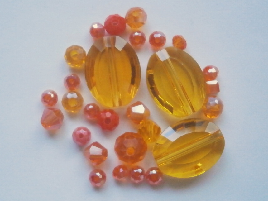 ガラスビーズ★オーバル★タイプA★オレンジ系★D拍卖