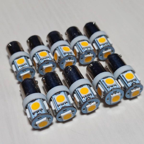 10個 電球色 角マーカー用 BA9S 12V 24V LED 暖色 ウォームホワイト 白 デコトラ レトロ G14 車高灯 ルームランプ拍卖