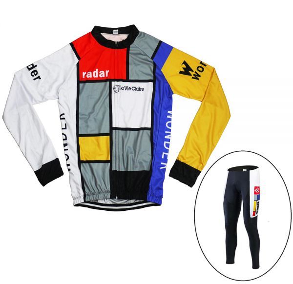 新品 長袖 レトロデザイン 上下セット No8 Lサイズ フランス サイクルジャージ ウェア メンズ サイクリング MTB ロードバイク 自転車拍卖