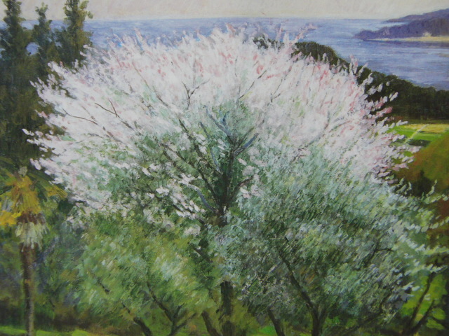 山下信夫、【牛窓の櫻】、希少な額装用画集より、美品、新品額装付、インテリア、春、桜拍卖