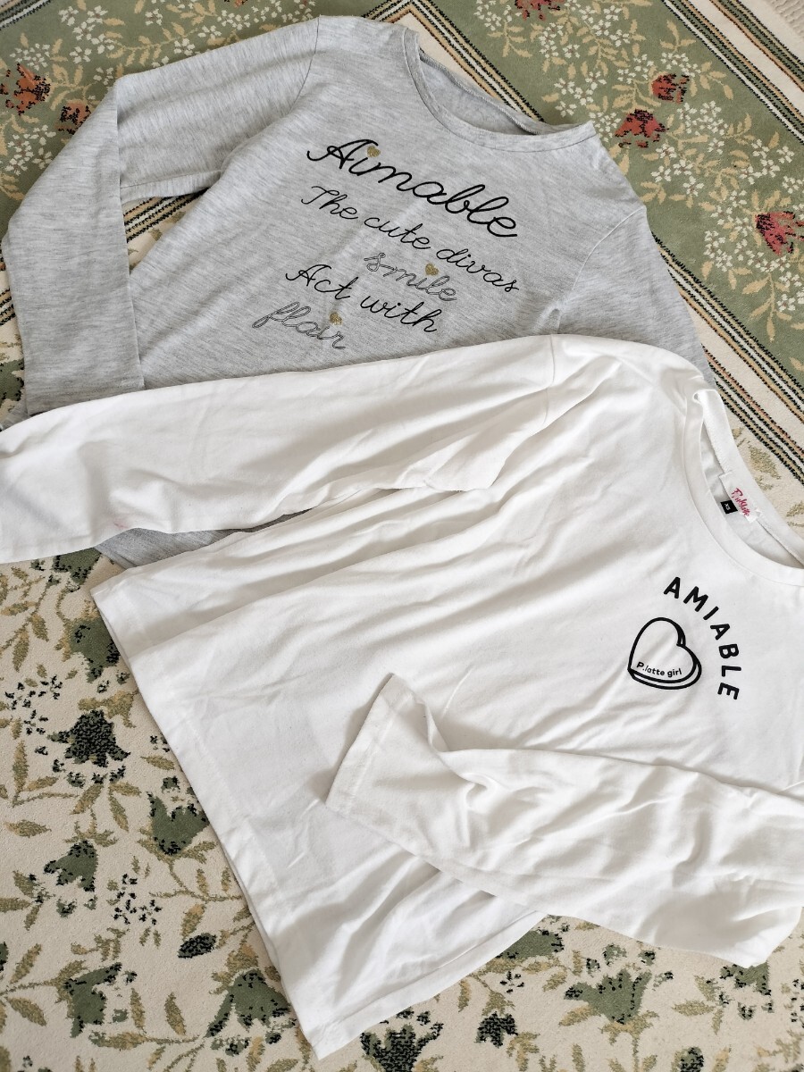 ピンクラテとaimableの長袖Tシャツ2枚セット140 xs拍卖