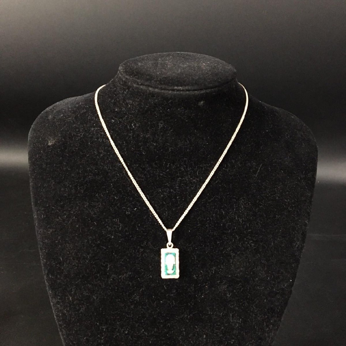 ER0223-9-3 アンティーク ネックレス SV925 プレートチャーム レトロ ゴールドカラー 総6.8g 全長38cm 60サイズ拍卖