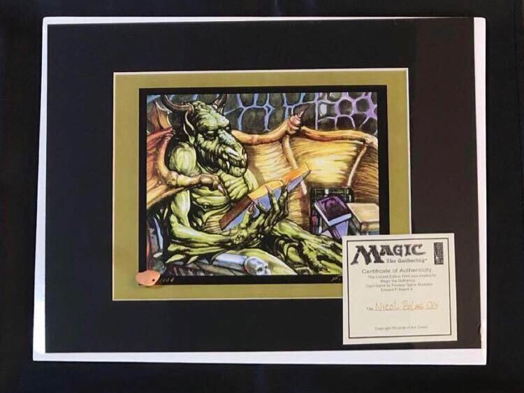 アートプリント Nicol Bolas ニコルボーラス 直筆Ed Beard Jr. 氏 直筆サイン入り MTG拍卖