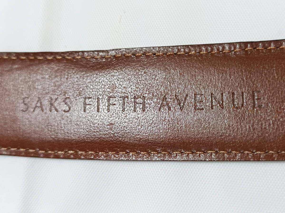 saks fifth avenue 34/85 85~95サイズ 黒 金バックル カイマン クロコダイル 光沢 ベルト ビンテージ 90年代 Y2K 拍卖