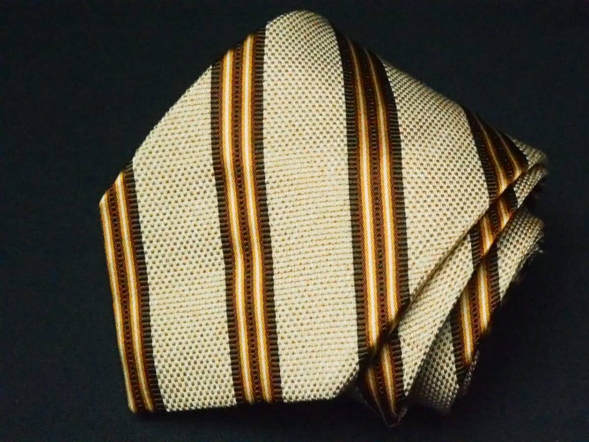 美品 【VALENTINO ヴァレンティノ】A1879 ベージュ ストライプ ITALY イタリア製 SILK ブランド ネクタイ 古着 良品 バナリパ拍卖