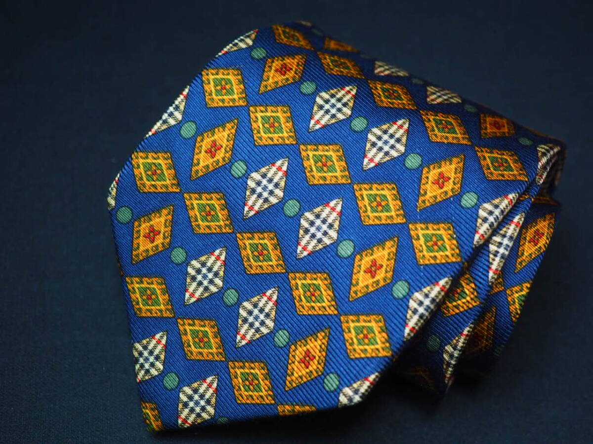 美品 【BURBERRY バーバリー】A2268 ネイビー ヴィンテージ オールド イタリア 伊製 SILK ブランド ネクタイ ノバ チェック 良品拍卖