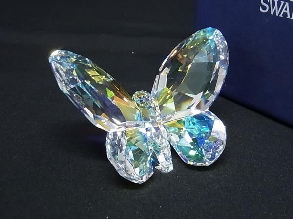 ■極美品■ SWAROVSKI スワロフスキー クリスタル オーロラ バタフライ 蝶 オブジェ 置物 インテリア クリア AS9695拍卖