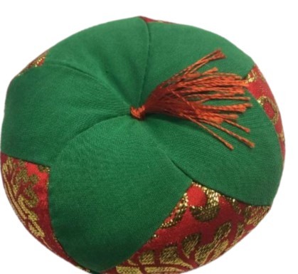 都布団 2号りん布団 おりん用 座布団直径9cm 赤柄緑 総金丸仕上げ拍卖