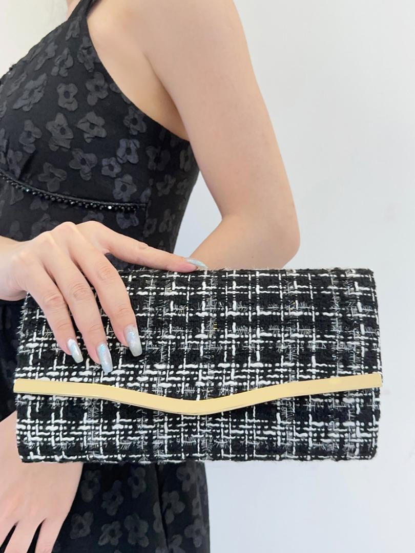 ツイードバッグ ハンドバッグ ショルダー 斜めがけ コンパクト ミニバック パーティーバッグ クラッチバッグ 結婚式拍卖