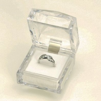 透明なジュエリーケース リングやピアスのプレゼント ギフト アクセサリー ボックス / ホワイト拍卖