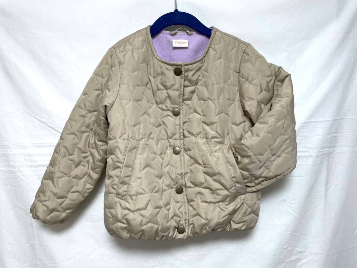 新品■reor キッズ 女の子 星柄 ジャケット 裏起毛 120 ベージュ フードなし 保育園 幼稚園 拍卖