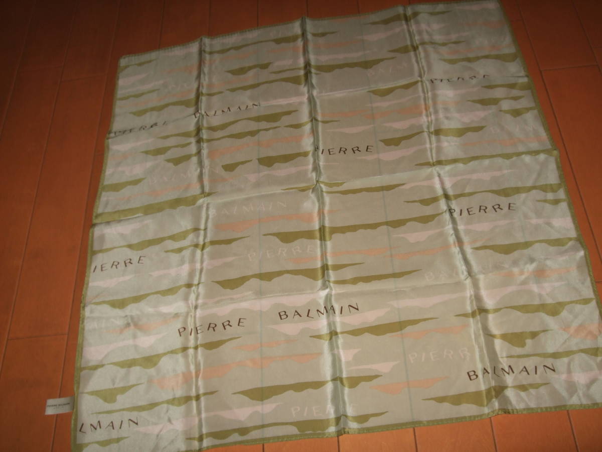 美品即決☆ピエールバルマン パステル風カモフラージュプリント シルクスカーフ拍卖