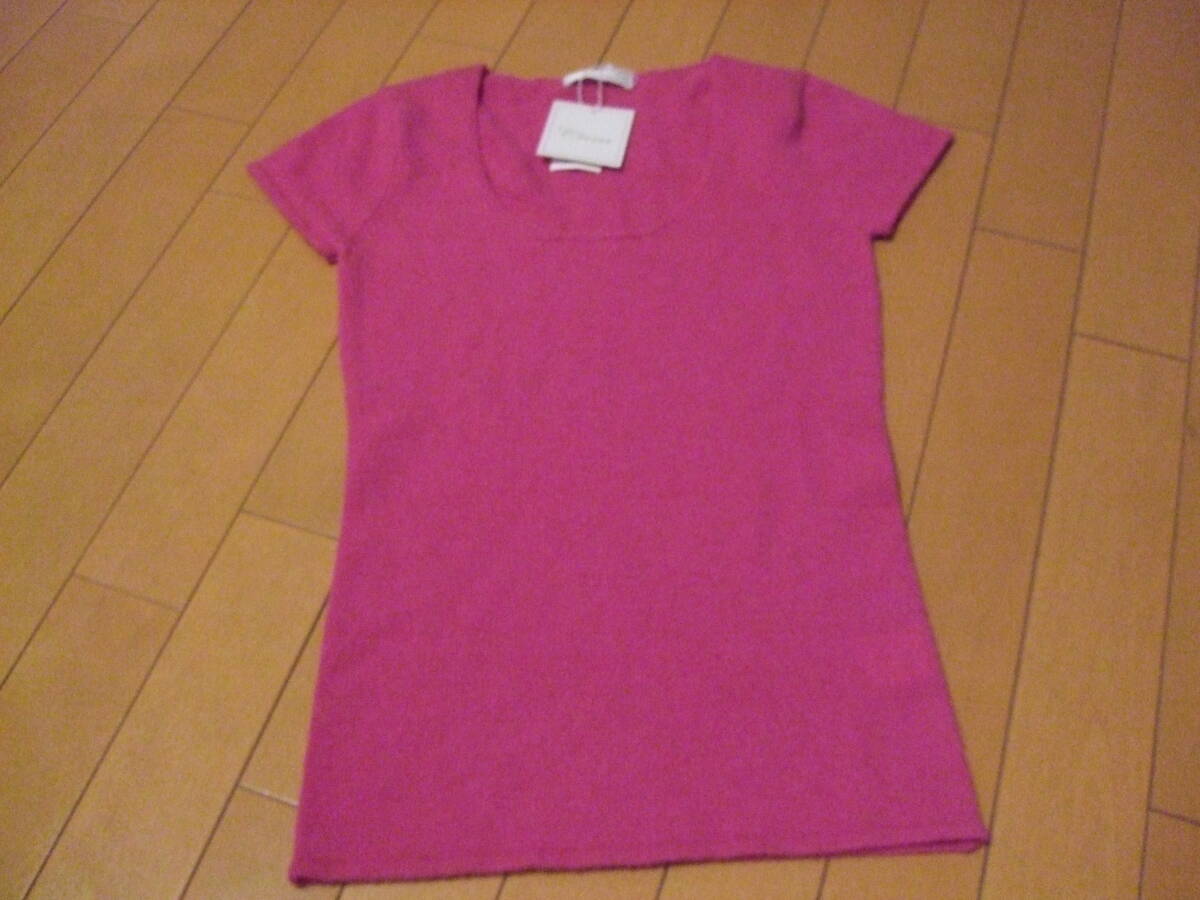 新品タグ付送料込即決☆Caraカシミア100% 半袖ニット☆サイズLピンク拍卖